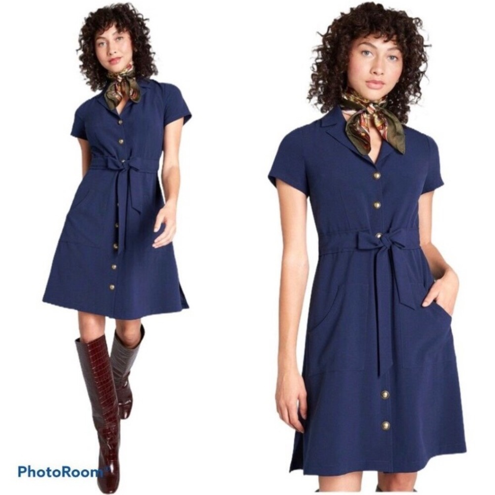 Modcloth Led to Achieve Shirt Dress Navy Career